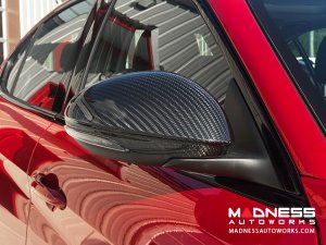 Alfa Romeo Giulia Mirror Covers - Carbon Fiber - Full Replacements - Matte Finish